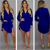 Women's Long Sleeve V-neck Irregular Chiffon Shirt Dress