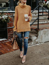 Thick Line Long Sleeve High Neck Pullover Knit Sweater