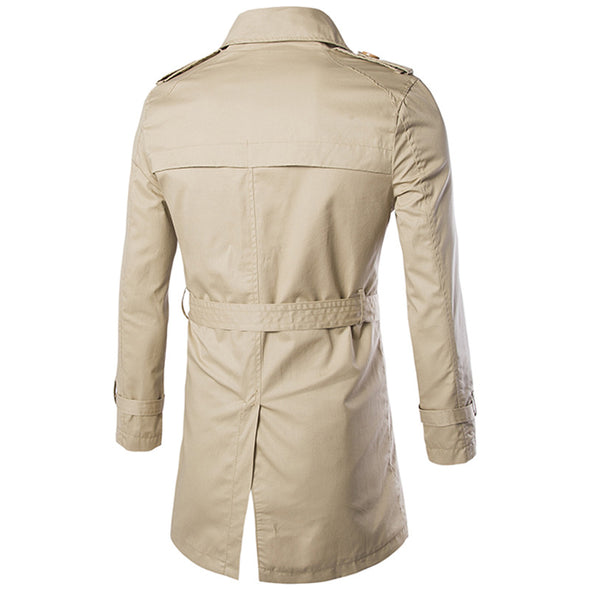 New Men's Cotton Double-breasted Trench Coat