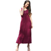 2022 Summer Solid Colour Ladies Spaghetti Strap Casual Sleeveless Pleated Dresses