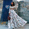 Sexy Off Shoulder Butterflies Floral Printed Maxi Dress