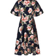 Chiffon Short Sleeve V Neck High Waist Floral Dresses