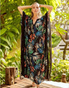 Chiffon V neck 3/4 Sleeve Long Bohemian Dresses