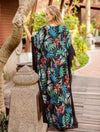 Chiffon V neck 3/4 Sleeve Long Bohemian Dresses