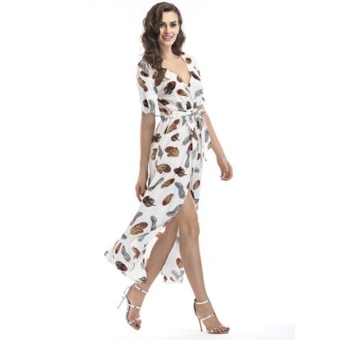 Chiffon Printing Split Maxi Floral Dresses