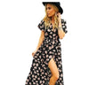 Chiffon V Neck Split Printing Maxi Dresses