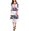 Bell Sleeve Print Midi Round Neck High Waist Summer Floral Dresses