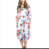 Bell Sleeve Print Knee Length Patchwork Floral Dresses