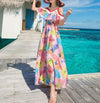 Chiffon Strapless Shoulder Maxi Dress