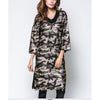 Camouflage V Neck Long Sleeve Shift Dresses