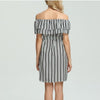 Bandage Off Shoulder Striped Vacation Shift Dress