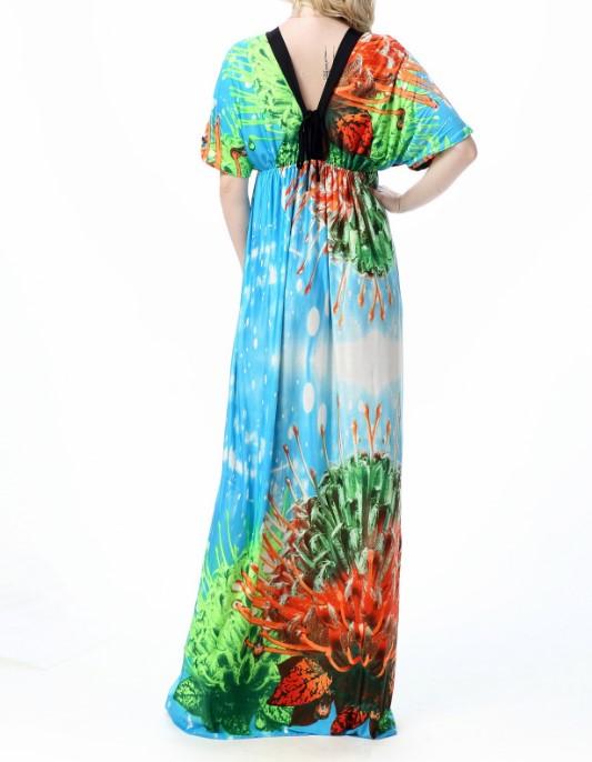 Beach Vacation Bohemian Floral Plus Size Maxi Dresses