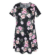 Cross Belt Decorated Floral Print Plus Size Casual Dresses