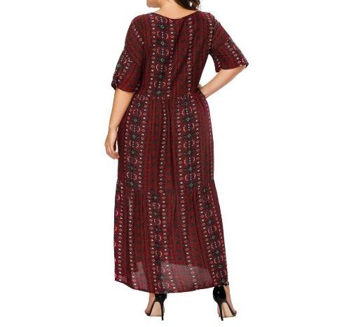 Cross Decorated V-neck Plus Size Maxi Dresses