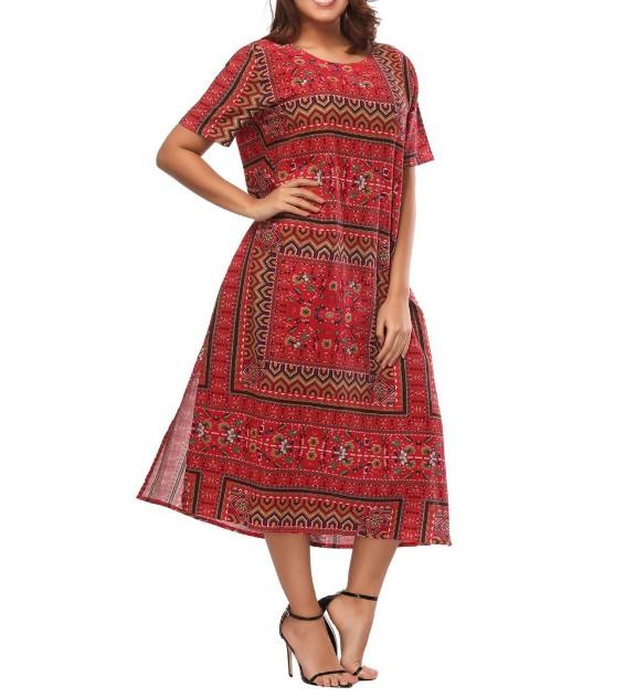 Cotton Bohemian Plus Size Maxi Dresses