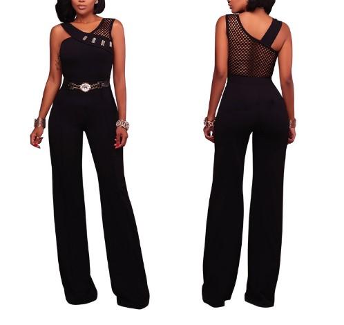 Back Open Sexy Belt Decorated Jumpsuits