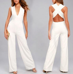 Cross Bandage Sexy V-neck Casual Jumpsuits