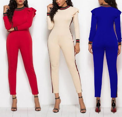 Classic Solid Color Patchwork Jumpsuits