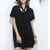 Belted Sleeve Short Solid Shift Casual Dress