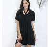 Belted Sleeve Short Solid Shift Casual Dress