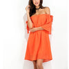 Collar Bell Sleeve Off The Shoulder Half Bow Skater Going Out Dress