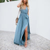 Bandage Split Solid Color Maxi Dresses