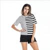 Casual Round Neck Stripe Loose Short Sleeve T-shirts