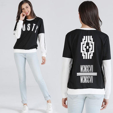 Casual Hit Color Letter Print Long Sleeve T-shirts