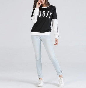 Casual Hit Color Letter Print Long Sleeve T-shirts
