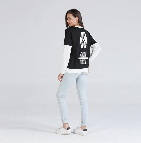 Casual Hit Color Letter Print Long Sleeve T-shirts