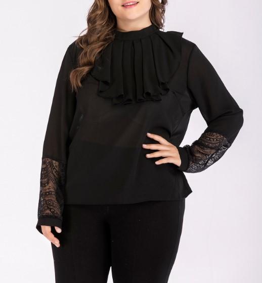 Chiffon Long Sleeve Chiffon Blouse Plus Size Tops