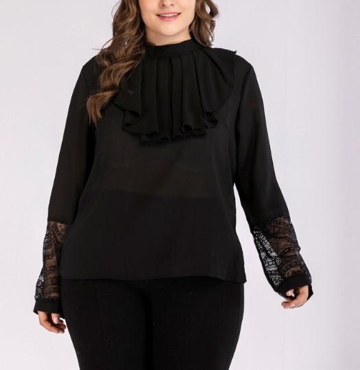 Chiffon Long Sleeve Chiffon Blouse Plus Size Tops