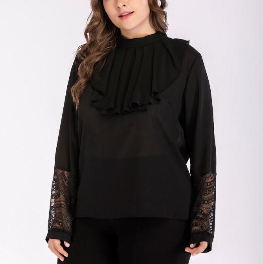 Chiffon Long Sleeve Chiffon Blouse Plus Size Tops