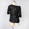 Bevel Shoulder Solid Color Sequins Short Sleeve T-shirts