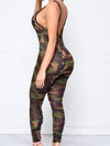 Camouflage Bandage Sexy Slim Back Open Jumpsuits