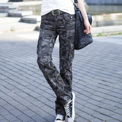 Camouflage Casual Straight Plus Size Pants