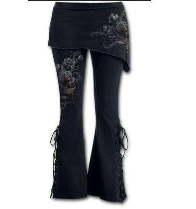 Casual Bandage Stitching Print Flared Pants