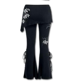 Casual Bandage Stitching Print Flared Pants