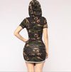 Camouflage Hooded Short Sleeve Mini Bodycon Dresses