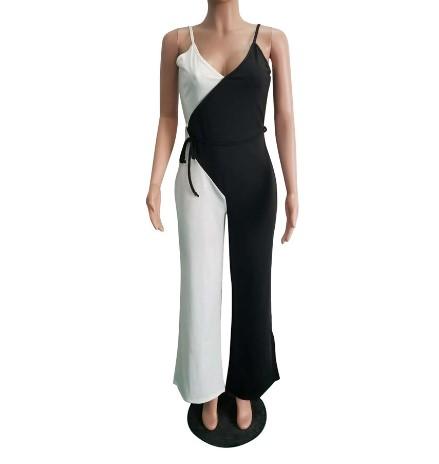 Colorblock Hit Color Sling Sexy Long Jumpsuits