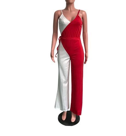 Colorblock Hit Color Sling Sexy Long Jumpsuits