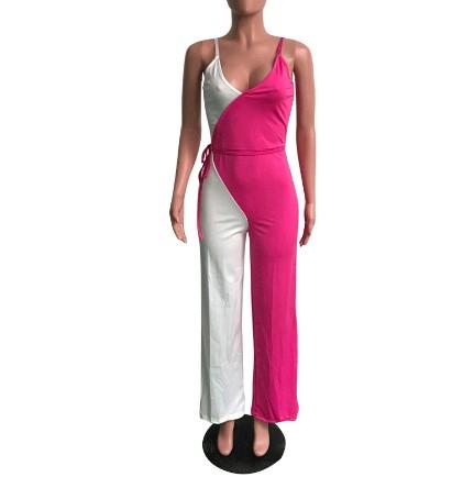 Colorblock Hit Color Sling Sexy Long Jumpsuits