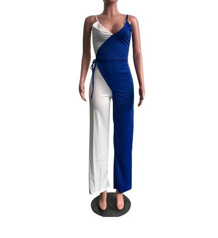 Colorblock Hit Color Sling Sexy Long Jumpsuits