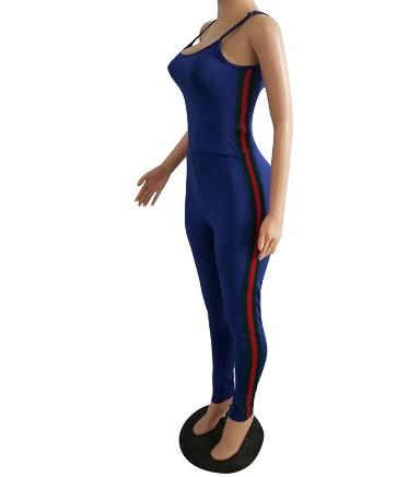 Classic Hit Color Patchwork Sleeveless Long Jumpsuits