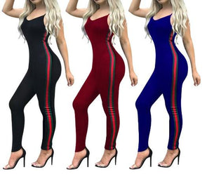 Classic Hit Color Patchwork Sleeveless Long Jumpsuits