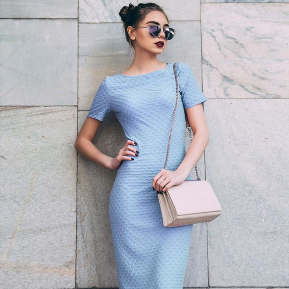 Casual Print Solid Color Short Sleeve Bodycon Dresses