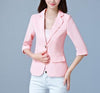 3/4 Sleeve Grid Print Lapel Casual Blazer