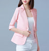 3/4 Sleeve Grid Print Lapel Casual Blazer