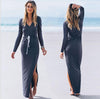 Bandage V- neck Long Sleeve Maxi Bodycon Dresses