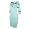 Bowknot Round Neck 3/4  Sleeve Bodycon Dresses